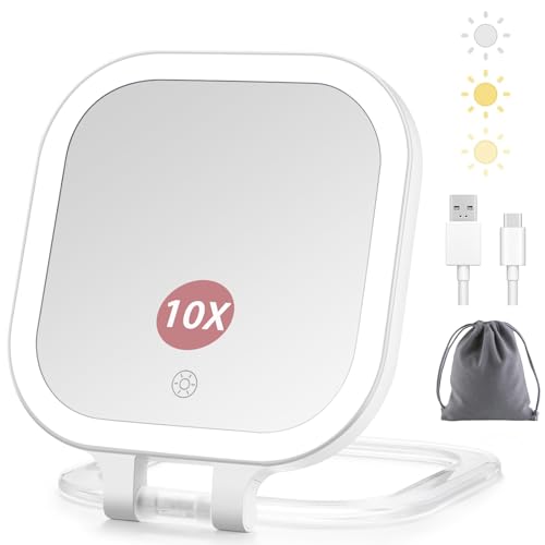 10X Lighted Folding Travel Mirror