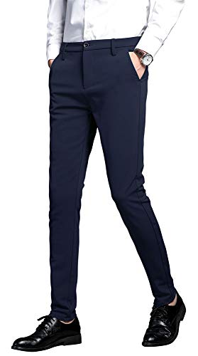 Blue Slim Fit Pindot Travel Suit Trouser