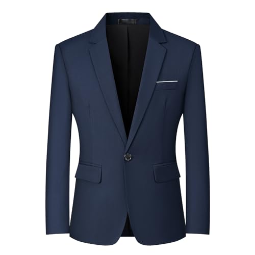 Regular Blue Slim Fit Pindot Travel Suit Jacket