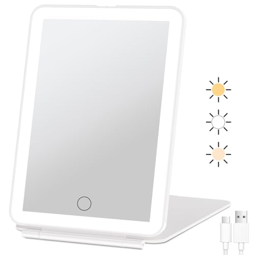 Folding Travel Mirror With Light: Compact, Rechargeable, and Perfect for On-the-Go