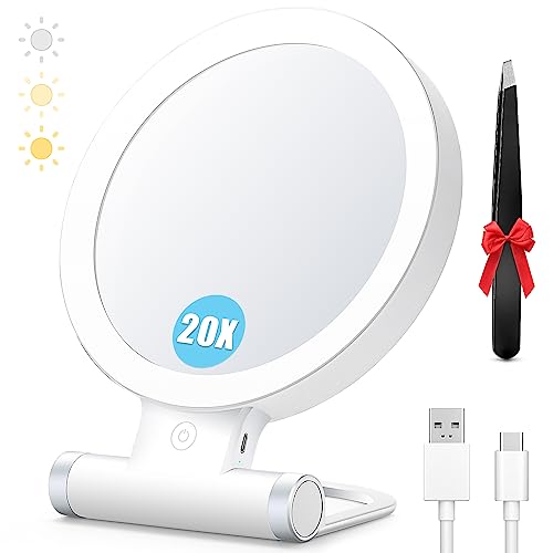 Lighted Travel Makeup Mirror 20X: Perfect Portable Vanity Essential