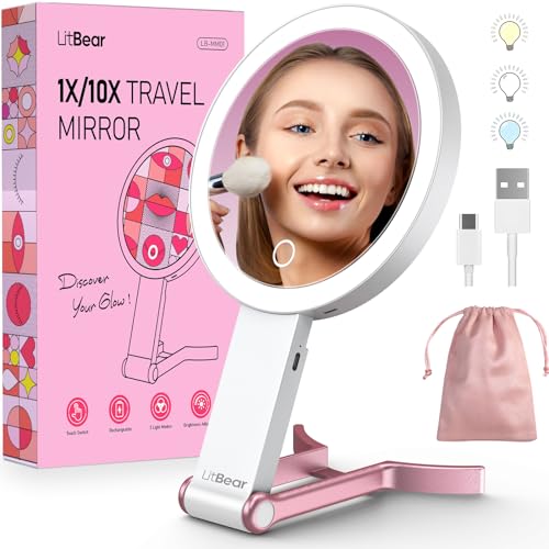 Travel Makeup Mirror With Lights And Magnification for Flawless Looks
